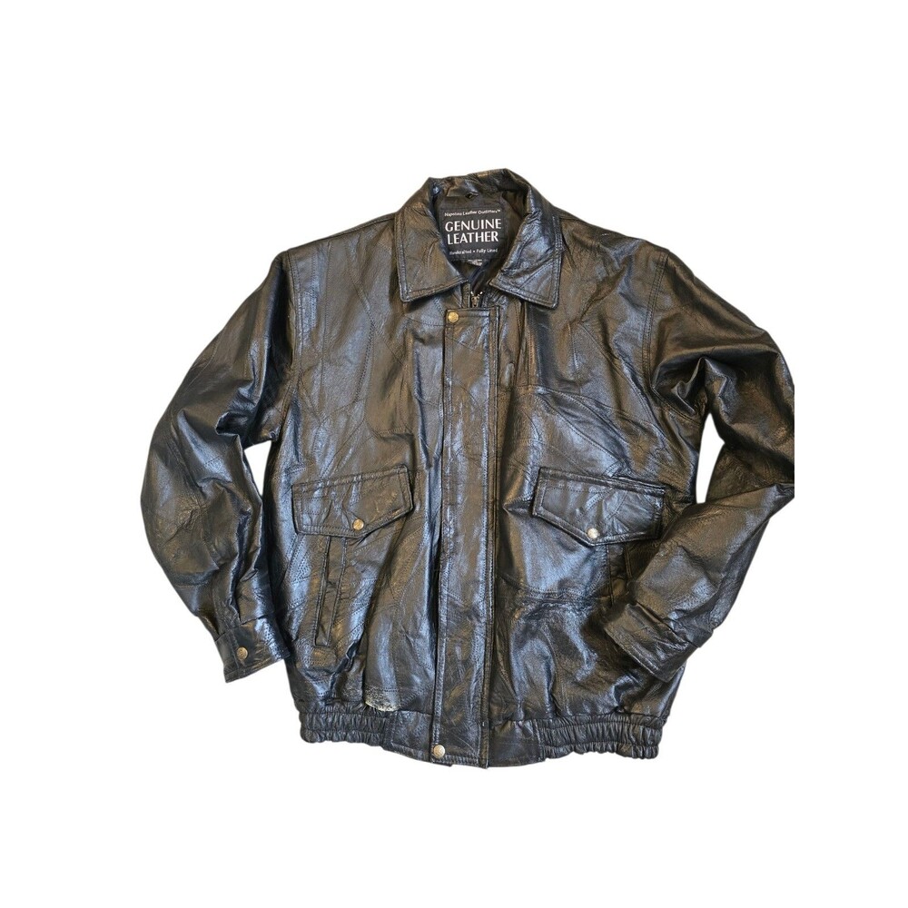 Vintage 90s Napoline Leather Outfitters Bomber Jacket Men’s XL Genuine Leather‎